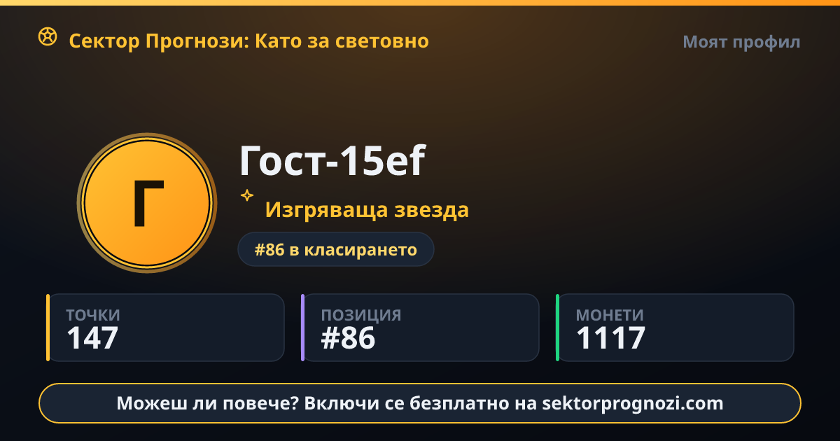Гост-15ef: 147 точки в Сектор Прогнози