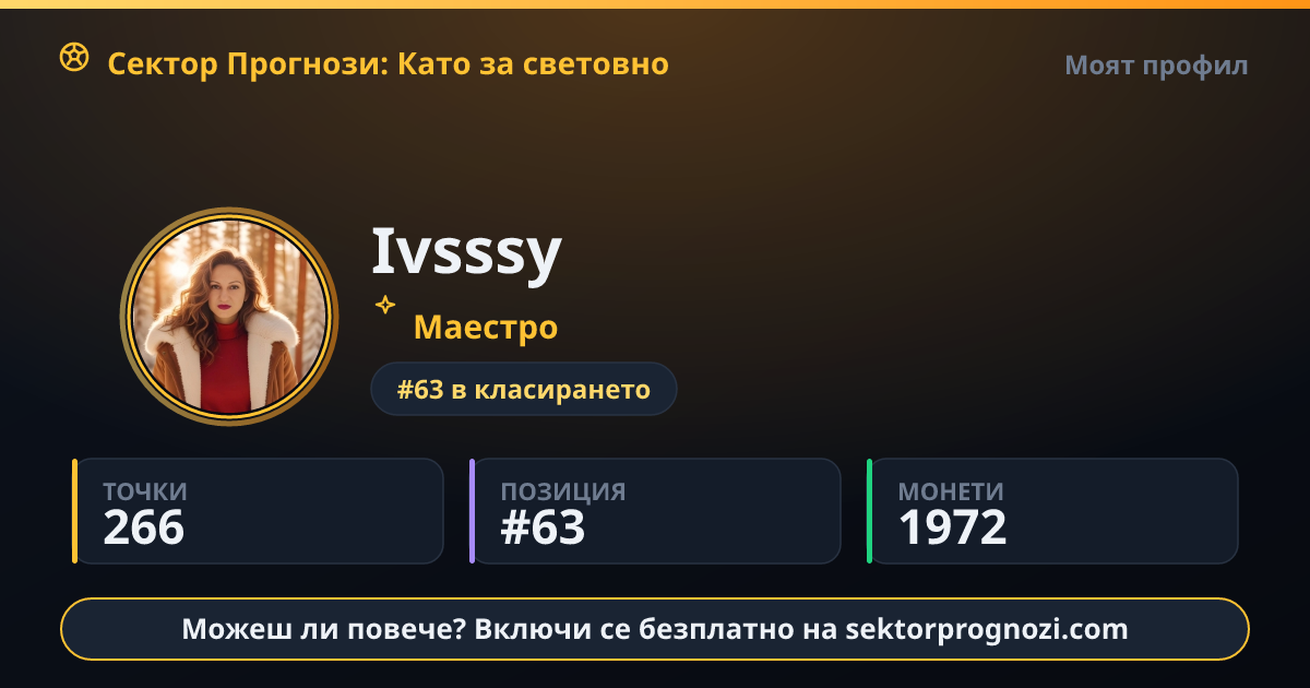 Ivsssy: 266 точки в Сектор Прогнози