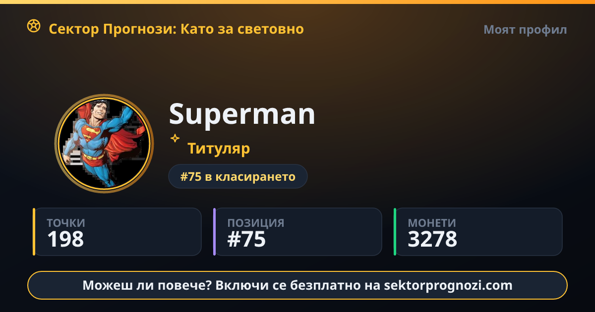 Superman: 198 точки в Сектор Прогнози