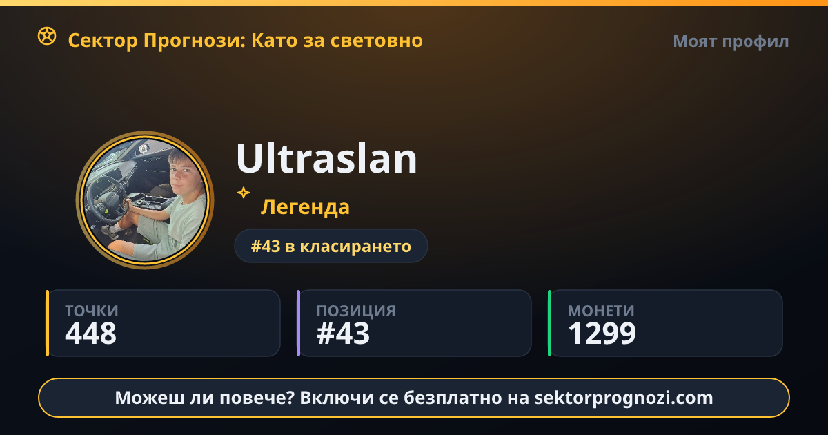 Ultraslan: 448 точки в Сектор Прогнози