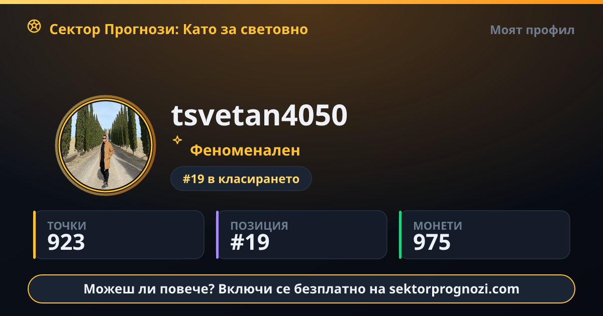 tsvetan4050: 923 точки в Сектор Прогнози